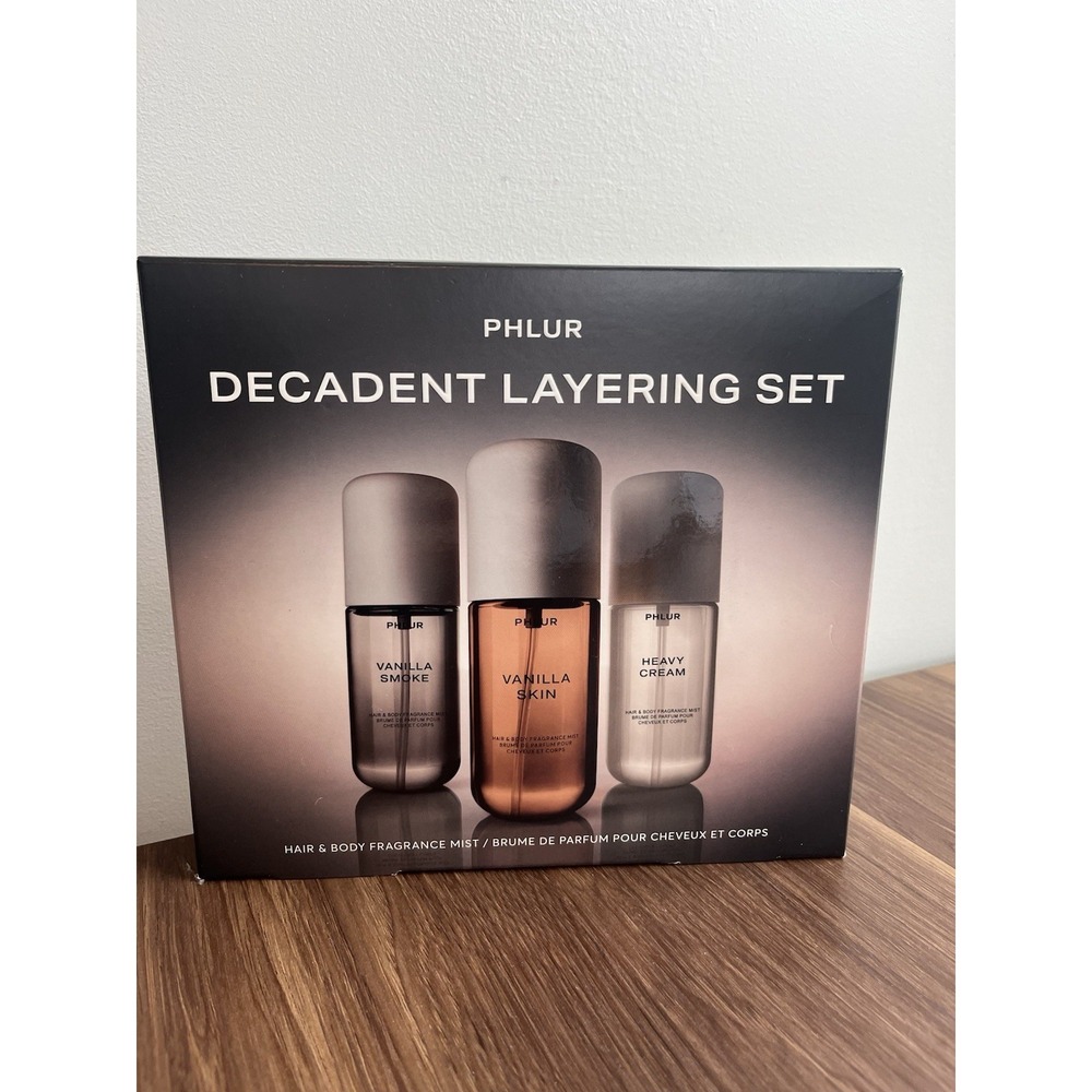 Phlur Decadent Layering Set 3pc Hair & Body Fragrance Mist NIB Vanilla Heavy